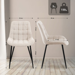 Chaise de salle à manger Sardna Cord crème