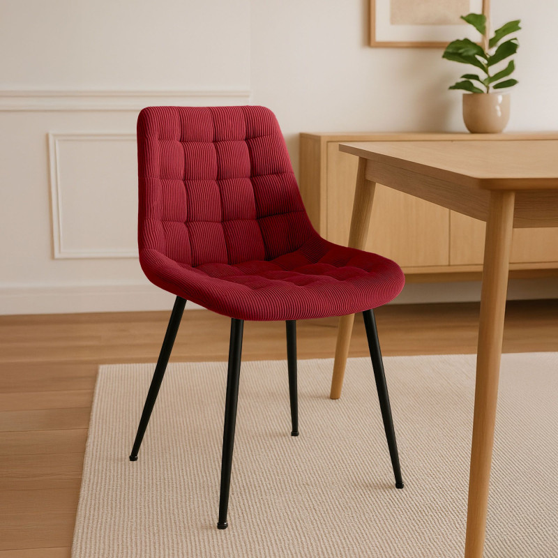 Chaise de salle à manger Sardna Cord bordeaux
