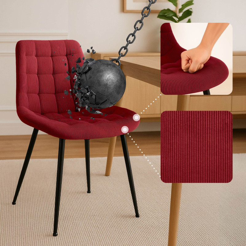 Chaise de salle à manger Sardna Cord bordeaux