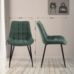 Chaise de salle à manger Sardna Cord vert