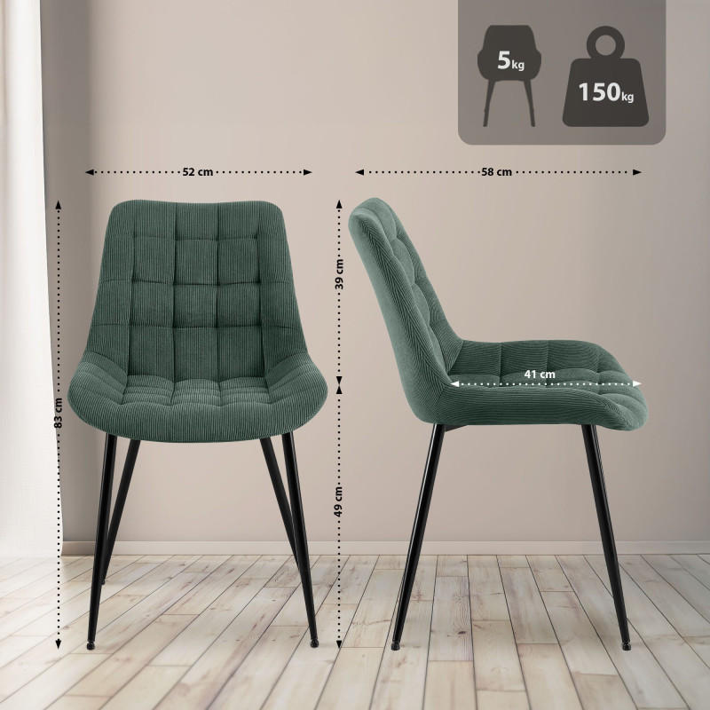 Chaise de salle à manger Sardna Cord vert
