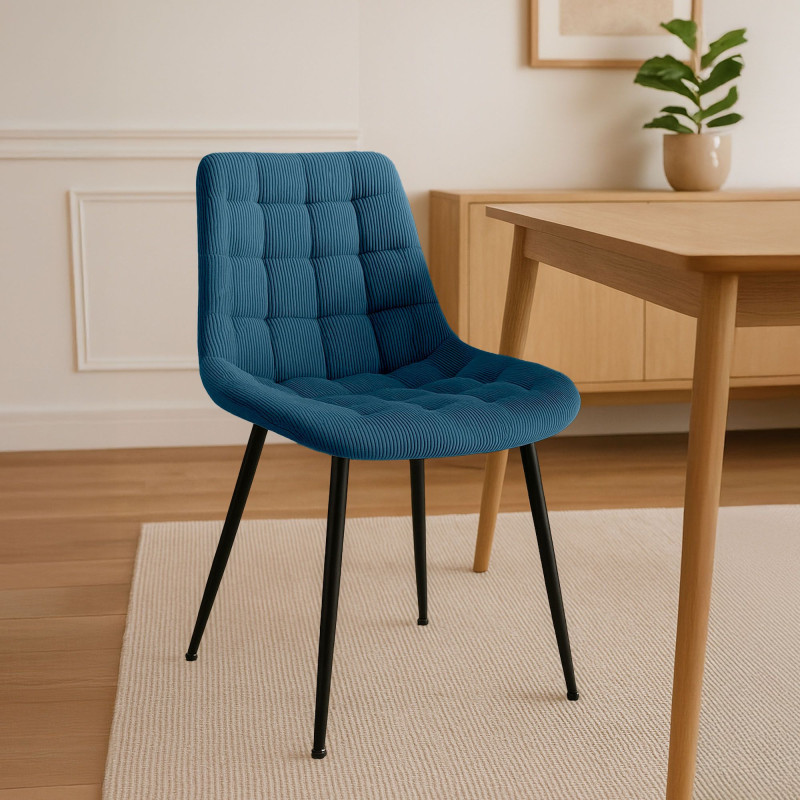 Chaise de salle à manger Sardna Cord bleu