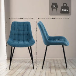 Chaise de salle à manger Sardna Cord bleu