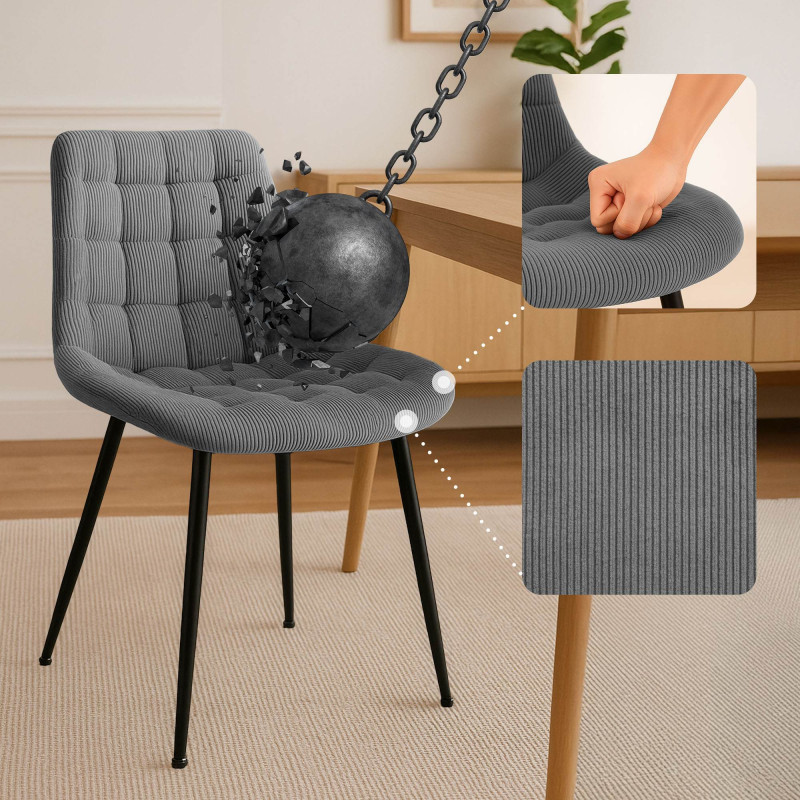 Chaise de salle à manger Sardna Cord gris