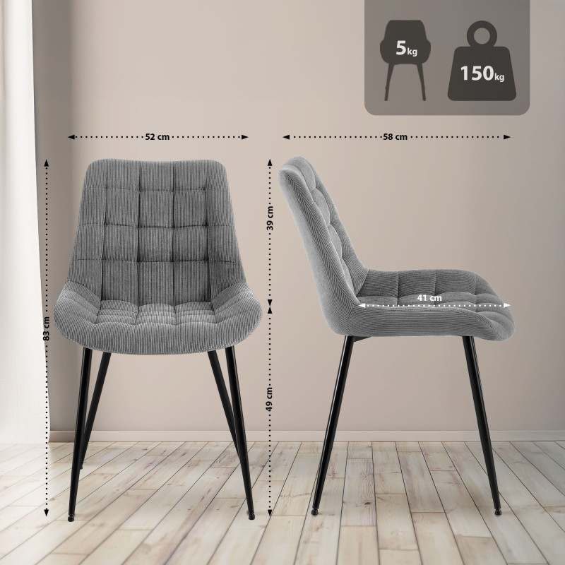 Chaise de salle à manger Sardna Cord gris
