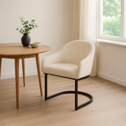 Chaise de salle à manger vintage en velours crème Jarik