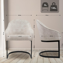 Chaise de salle à manger vintage en velours crème Jarik