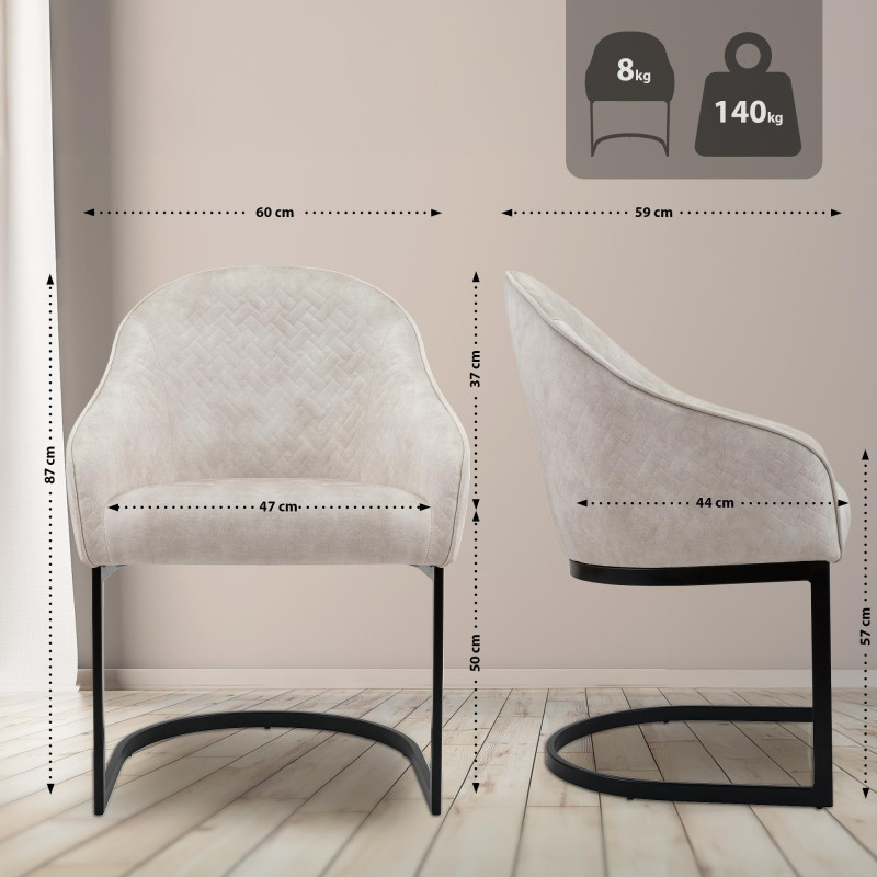Chaise de salle à manger vintage en velours crème Jarik