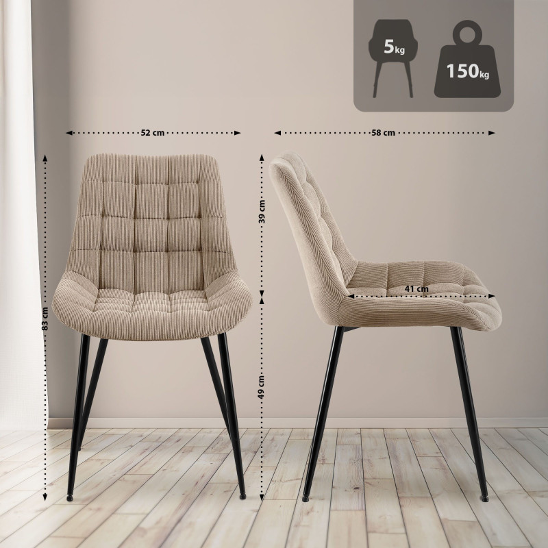 Chaise de salle à manger Sardna Cord taupe