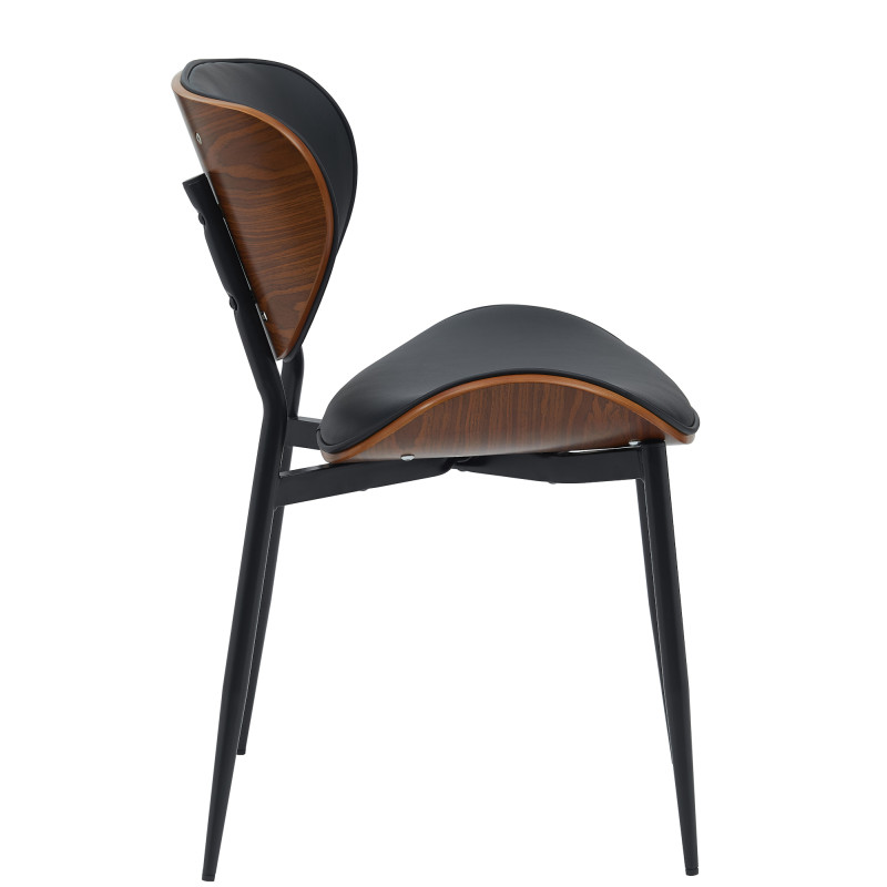 Lot de 2 chaises de salle à manger Enid similicuir noyer/noir