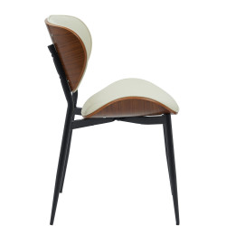 Lot de 2 chaises de salle à manger Enid similicuir noyer/crème