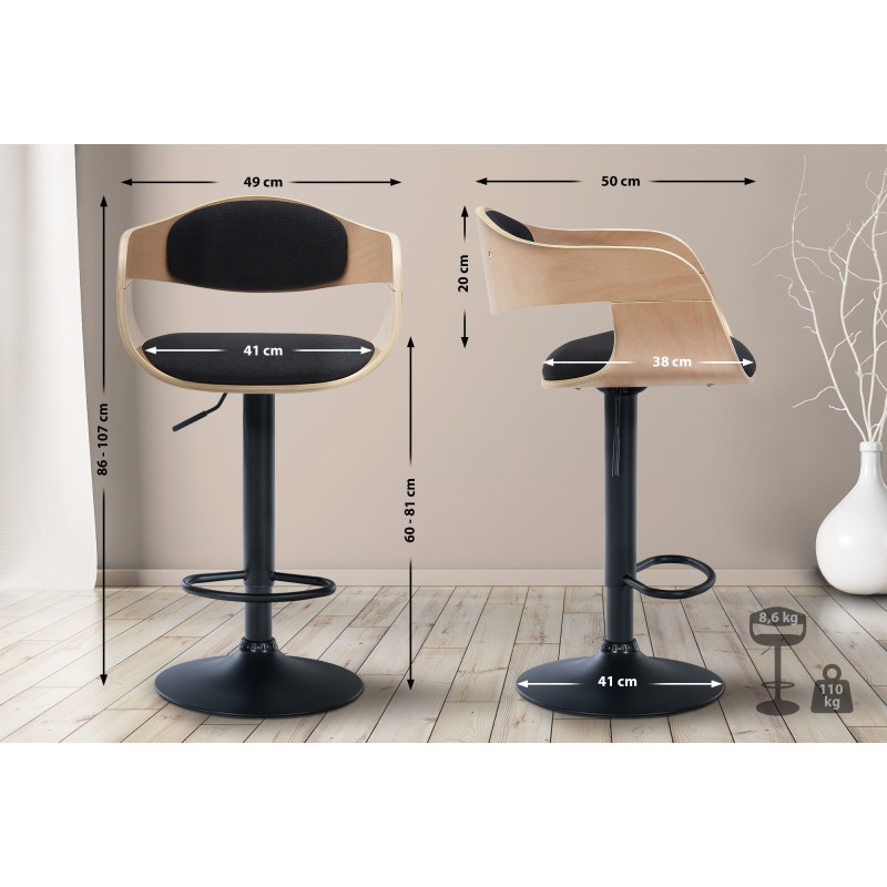 Tabouret de bar Kingston B en tissu