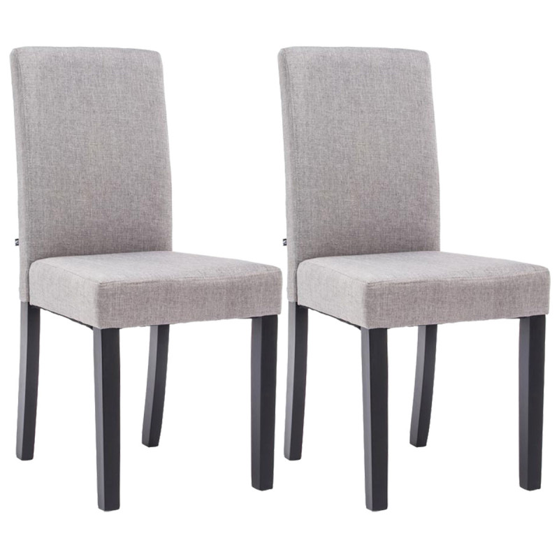 Lot de 2 chaises de salle à manger Ina tissu noir gris clair