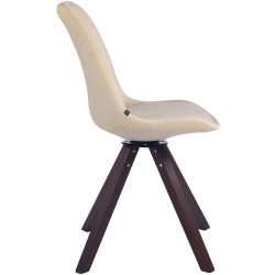 Chaise de salle à manger Troyes velours Carrée noyer crème