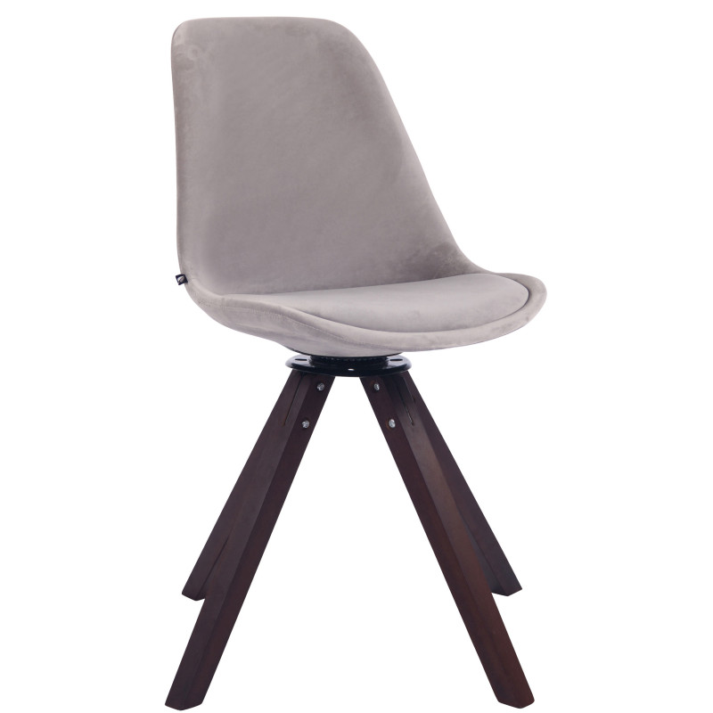 Chaise de salle à manger Troyes velours Carrée noyer gris