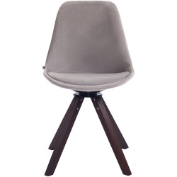 Chaise de salle à manger Troyes velours Carrée noyer gris