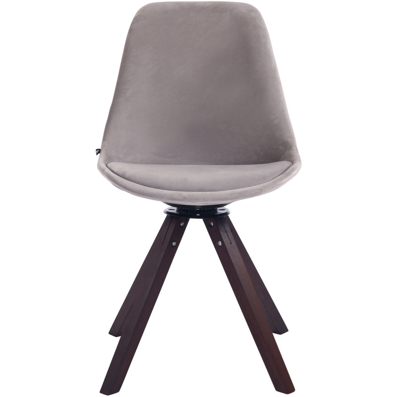Chaise de salle à manger Troyes velours Carrée noyer gris