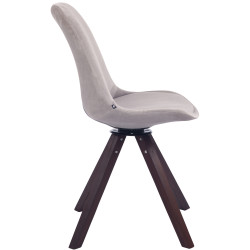 Chaise de salle à manger Troyes velours Carrée noyer gris