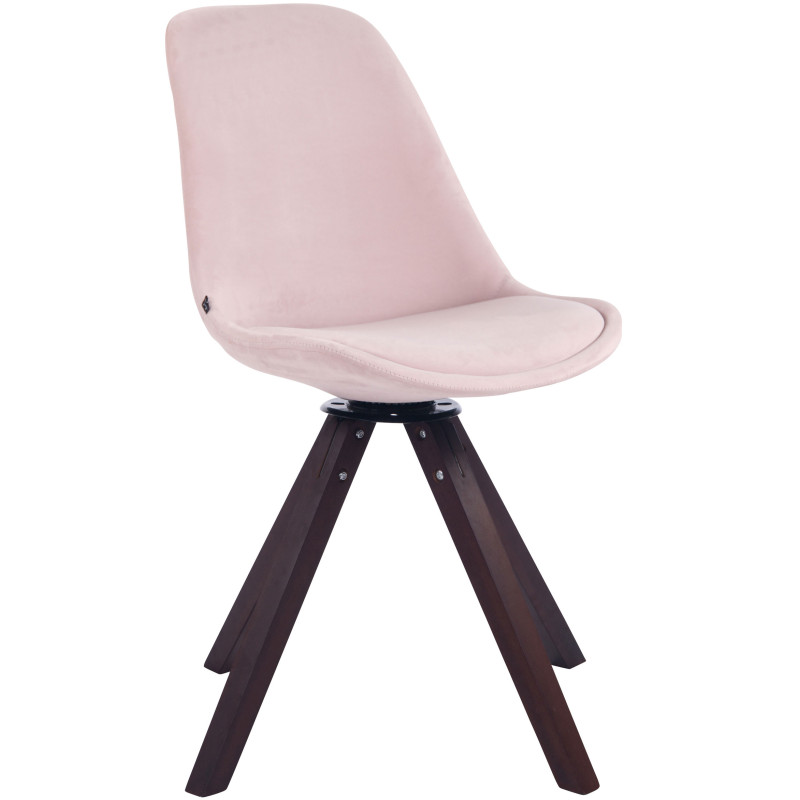 Chaise de salle à manger Troyes velours Carrée noyer rose