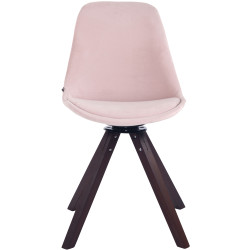 Chaise de salle à manger Troyes velours Carrée noyer rose