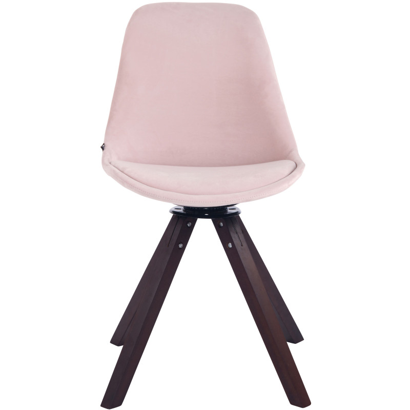 Chaise de salle à manger Troyes velours Carrée noyer rose