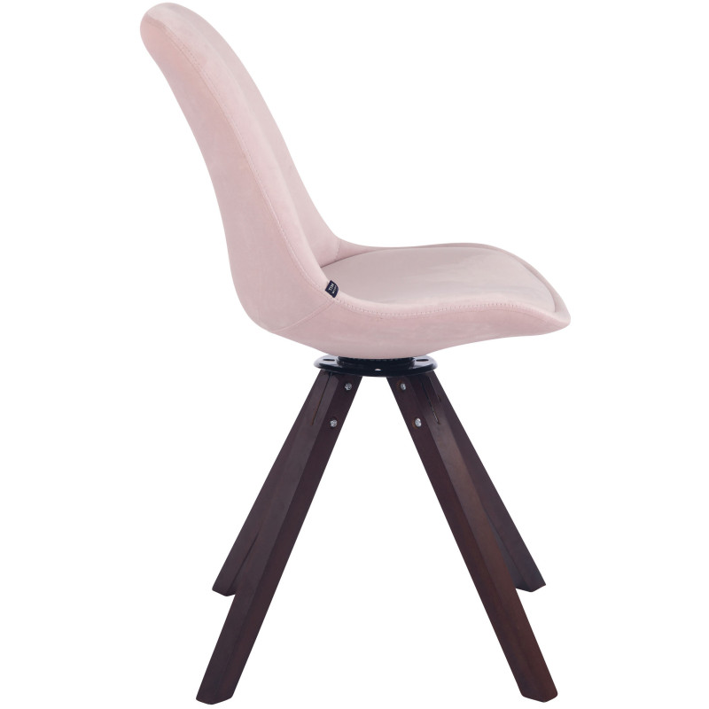 Chaise de salle à manger Troyes velours Carrée noyer rose