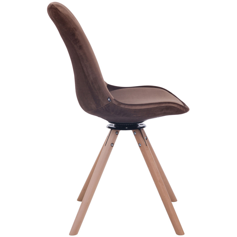 Chaise de salle à manger Troyes ronde en velours marron natura