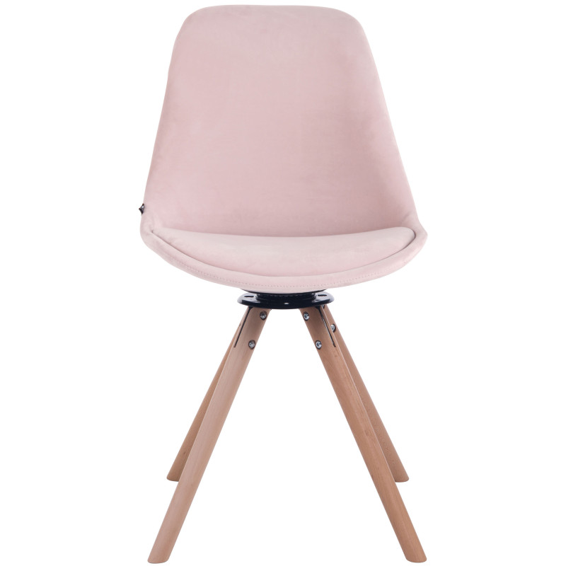 Chaise de salle à manger Troyes en velours ronde rose natura