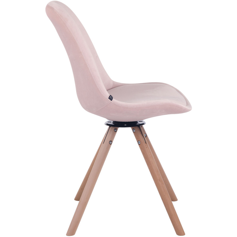 Chaise de salle à manger Troyes en velours ronde rose natura