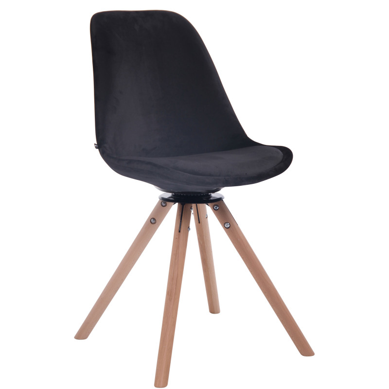 Chaise de salle à manger Troyes en velours ronde natura noir