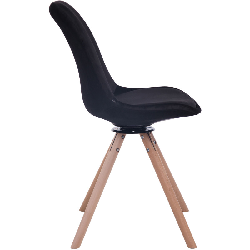 Chaise de salle à manger Troyes en velours ronde natura noir
