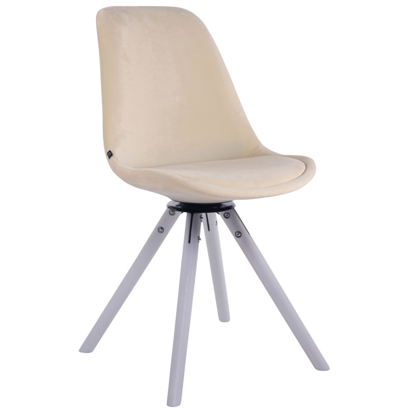 Chaise de salle à manger Troyes en velours ronde blanc crème