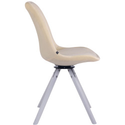 Chaise de salle à manger Troyes en velours ronde blanc crème