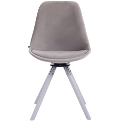 Chaise de salle à manger Troyes en velours ronde blanc gris