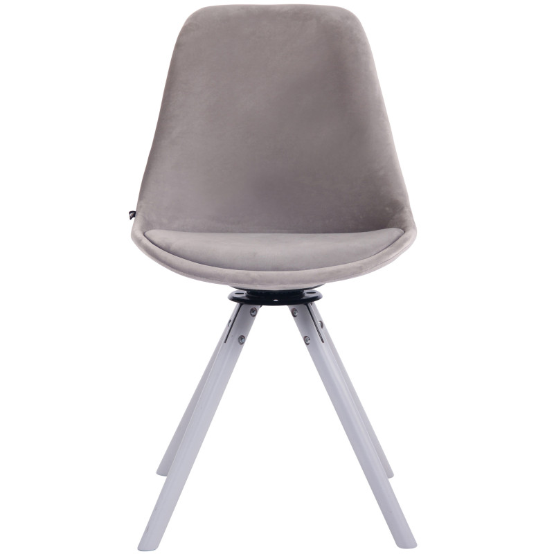 Chaise de salle à manger Troyes en velours ronde blanc gris
