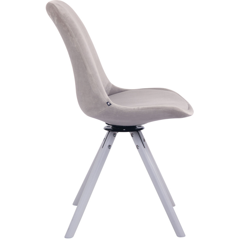 Chaise de salle à manger Troyes en velours ronde blanc gris