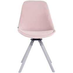 Chaise de salle à manger Troyes en velours ronde blanc rose