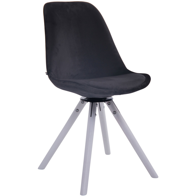 Chaise de salle à manger Troyes velours ronde blanc noir
