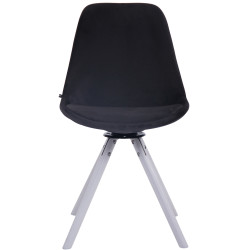 Chaise de salle à manger Troyes velours ronde blanc noir