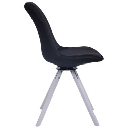 Chaise de salle à manger Troyes velours ronde blanc noir