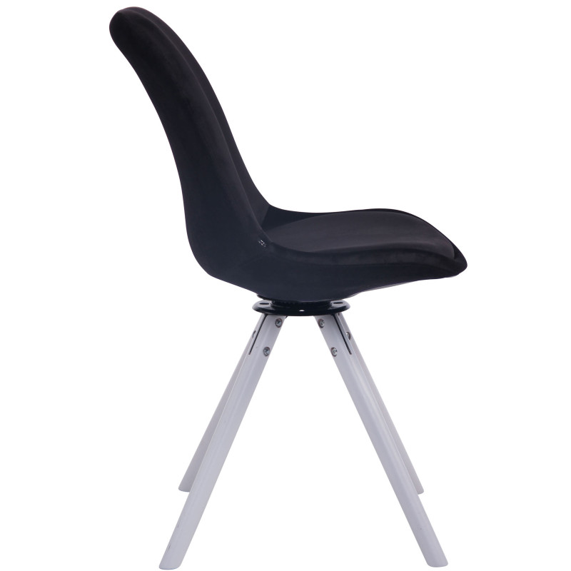 Chaise de salle à manger Troyes velours ronde blanc noir
