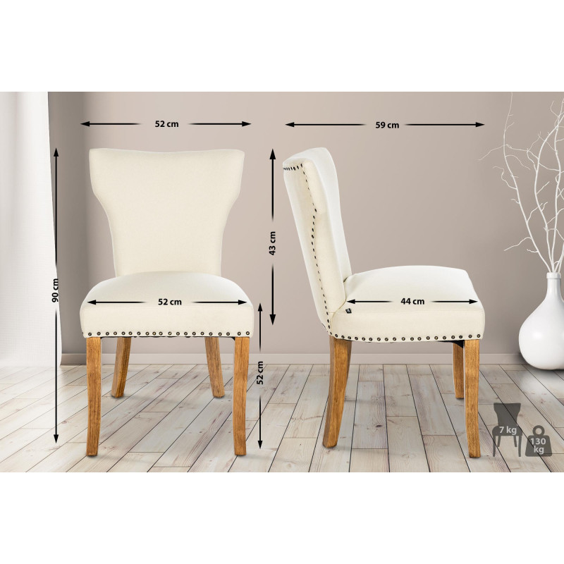 Chaise de salle à manger Zadar en tissu crème clair antique