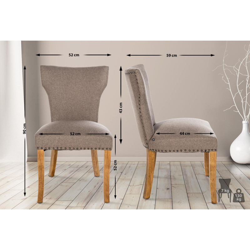 Chaise de salle à manger Zadar en tissu taupe clair antique