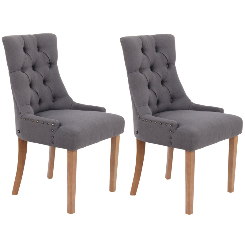 Lot de 2 chaises de salle à manger Aberdeen en tissu gris clair foncé antique
