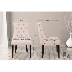 Lot de 2 chaises de salle à manger en tissu Aberdeen crème antique