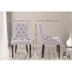 Lot de 2 chaises de salle à manger en tissu Aberdeen gris antique