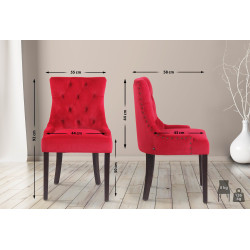 Chaise de salle à manger en velours Aberdeen rouge antique