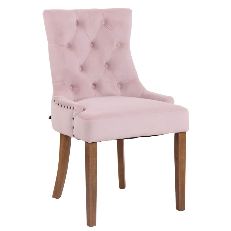 Chaise de salle à manger en velours Aberdeen rose clair antique