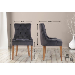 Chaise de salle à manger Aberdeen en velours antique gris clair foncé
