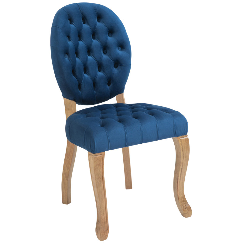 Chaise de salle à manger Temara en velours bleu clair antique